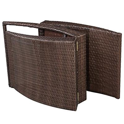 Ligbed met kussen inklapbaar poly rattan bruin