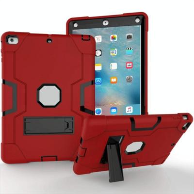 Voor iPad 4 / 3 / 2 siliconen + pc-beschermhoes met standaard (rood + grijs)