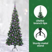 VidaXL Hoek kunstkerstboom met 300 led groen 180 cm pvc en metaal - thumbnail