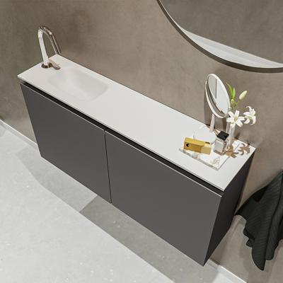 MONDIAZ TURE 100cm toiletmeubel dark grey. EDEN wastafel talc links 1 kraangat