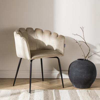 Nohr Eetkamerstoel 'Kyrstle' Met armleuning, Velvet, kleur Beige