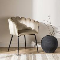 Nohr Eetkamerstoel 'Kyrstle' Met armleuning, Velvet, kleur Beige - thumbnail