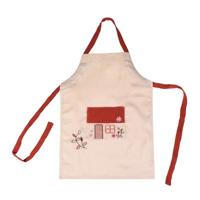Schortje van katoen - Geborduurd Huisje - thumbnail