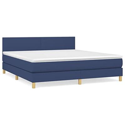 Boxspring met matras stof blauw 180x200 cm