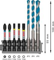 Bosch Accessoires Steen/betonboren | Hex-9 Mc | 5,6,8 mm | Bit 50 mm | 8-delig - 2608577144 - thumbnail