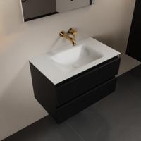 MONDIAZ AIVY 80cm badmeubel Urban, wastafel Talc solid surface midden zonder kraangat met spiegel (AI-351171TALC-NO - AI-M80URMI - AI-S80X70) - thumbnail