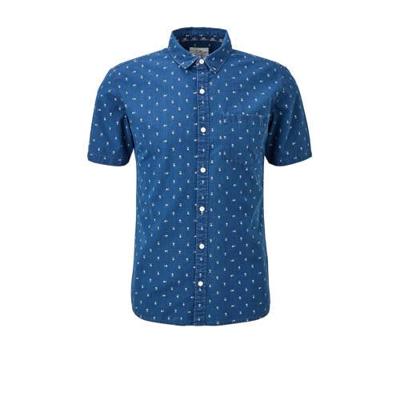 Q/S designed by slim fit overhemd met all over print lichtblauw