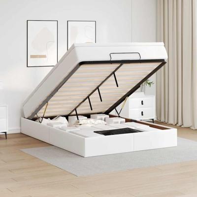 Ottoman bed met matras 140x200cm kunstleer wit