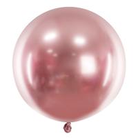 Grote Glossy Ballon Rosegoud (60cm) - thumbnail