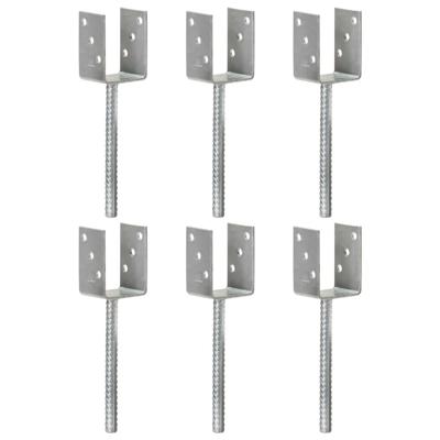 VidaXL Grondankers 6 st 7x6x30 cm gegalvaniseerd staal zilverkleurig