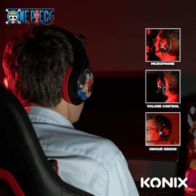 Bedrade gamingheadset - KONIX - One Piece - PC, PS4, PS5, Switch en Xbox - Microfoon - 1,5 m kabel - 3,5 mm jack-aansluiting - Luffy