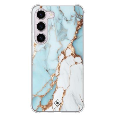 Samsung Galaxy S23 Plus shockproof hoesje - Marmer lichtblauw Samsung Galaxy S23 Plus shockproof hoesje - Marmer lichtblauw