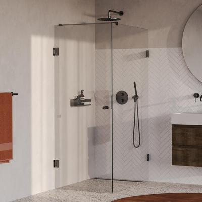 Brauer Void - Carving Douchecabine met Draaideur - Helder Glas - 80x120x200 cm - incl. Glascoating - PVD Gunmetal Geborsteld