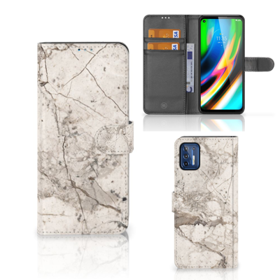 Motorola Moto G9 Plus | Bookcase | Marmer Beige