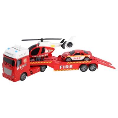 Rapid Wheels Autotransporter Brandweer + Auto en Helikopter + Licht en Geluid