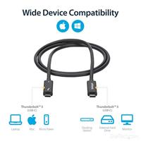 StarTech.com 1 m Thunderbolt 3 kabel, USB type C oplaadkabel, 40 Gbit/s Thunderbolt 3 kabel, USB-C naar USB-C-kabel, Thunderbolt 3 USB-C-kabel, TB3-kabel (TBLT3MM1MA) - thumbnail