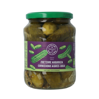 Your Organic Nature Augurken zoetzuur bio 670 Gram Your Organic Nature Augurken zoetzuur bio 670 Gram