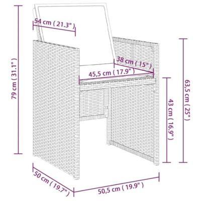 Tuinstoelen 4 st met kussens poly rattan beige - thumbnail