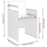 Tuinstoelen 4 st met kussens poly rattan beige - thumbnail