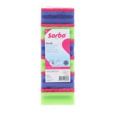 Sorbo schuurspons met greep colour 6st Sorbo schuurspons met greep colour 6st