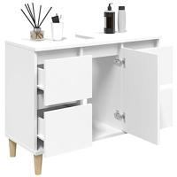 Wastafelkast 80x33x60 cm bewerkt hout wit - thumbnail