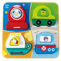 Hape houten vormenpuzzel Voertuigen junior hout 12 stukjes - thumbnail