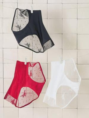 Set van 3 slipjes voor zwangere vrouwen van geborduurd kant bordeauxrood Set van 3 slipjes voor zwangere vrouwen van geborduurd kant bordeauxrood