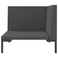 Tuinbank met kussens halfrond poly rattan - thumbnail