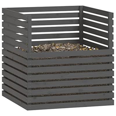 VidaXL Compostbak 100x100x102 cm massief grenenhout grijs