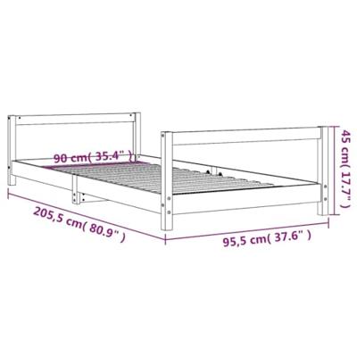 Kinderbedframe 90x200 cm massief grenenhout zwart - thumbnail