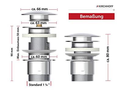 Kirchhoff DAV-1WK aftapkraan, chroom, 1 1/4" x 65 mm - 98807330