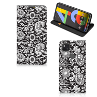 Google Pixel 4a Smart Cover Black Flowers - thumbnail