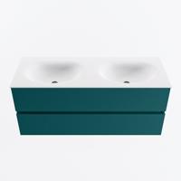 MONDIAZ VICA 120cm badmeubel onderkast Smag 2 lades. Wastafel MOON dubbel 2 kraangaten, kleur Talc. - thumbnail