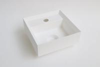 INK - Fontein Polystone Vierkant met Kraangat inclusief Plug - 270x270x90 mm - Mat Wit - thumbnail