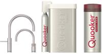 Quooker Nordic Round Twintaps kokendwaterkraan - draaibare uitloop - Combi incl. Cube reservoir - Warm / kokend water - RVS 3NRRVSTT-CUBE - thumbnail