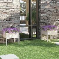 VidaXL Plantenbakken 2 st 70x70x70 cm massief grenenhout wit - thumbnail