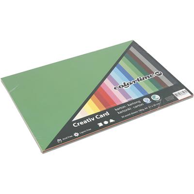 Creativ Company Gekleurd karton, a4, vel 210x297 mm, 180 gr, diverse kleuren, 30 div vellen/ 1 doos