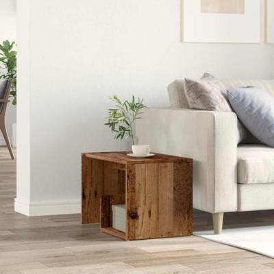 Bijzettafel 59x36x38 cm bewerkt hout oud houtkleurig