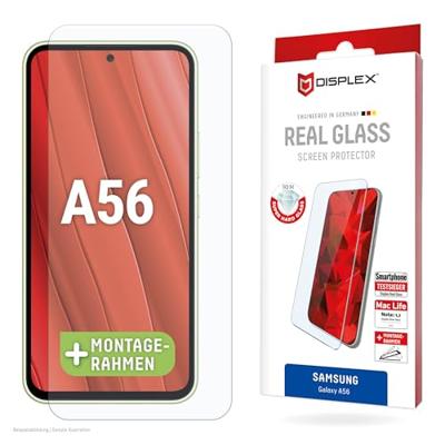 Displex Beschermglas voor Samsung Galaxy A56, eco-montageframe, volledige displayafdekking, gehard glas, krasbestendige beschermfolie, hoesvriendelijk (Real Glass 2D)