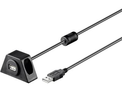Goobay 95444 verlengkabel USB 2.0 Hi-Speed met montagehouder, zwart, 0,6 m lengte