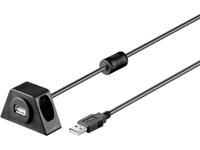 Goobay 93351 USB-verlenging incl. houder voor MP3 autoradio, USB 2.0 type A verlengkabel, 480 Mbits USB-kabel, zwart, 2 meter - thumbnail