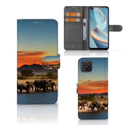OPPO Reno4 Z | Telefoonhoesje | Met pasjeshouder | Olifanten OPPO Reno4 Z | Telefoonhoesje | Met pasjeshouder | Olifanten