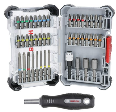 Bosch Accessoires 44+1 delige schroefbitset en doppen in cassette - 2607017732 Bosch Accessoires 44+1 delige schroefbitset en doppen in cassette - 2607017732
