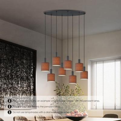 Metaal kroonluchter - Industrie hanglamp - Zwart - Met 8 pcs lampvoeten - Ontworpen voor Eetkamer en Slaapkamer - 80 x 25 x 117.5cm - set met E27 Lamphouder - voor Lampenkap met Doorsnede max 15cm - Gloeilamp Niet Inbegrepen