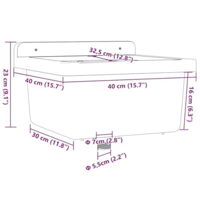 VidaXL Wasbak wandgemonteerd 40x40x24 cm hars grijs