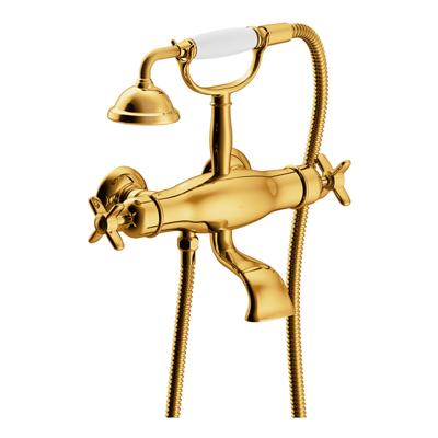 Badkraan Tres Clasic Thermostatisch Incl Handdouche op Houder Goud Tres