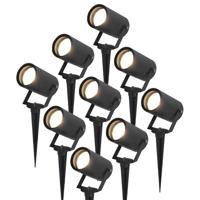 Set van 9 Spikey LED prikspots - GU10 4 Watt 345 Lumen - Dimbaar - Kantelbaar - 4000K neutraal wit - IP64 Waterdicht - Zwart - Tuinspots - Pinspots - thumbnail