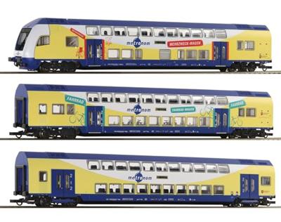 Roco 6210105 H0 3-delige set dubbeldekswagons van de metronoom Set van 3: 2e klas DBPza, 2e klas DBDpza, stuurstandrijtuig 1e/2e Klasse DABpbzkfa