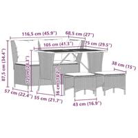 4-delige Tuinset met kussens poly rattan grijs - thumbnail