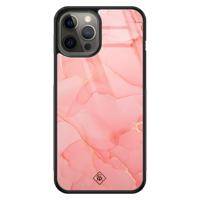 iPhone 12 Pro Max glazen hardcase - Marmer roze - thumbnail